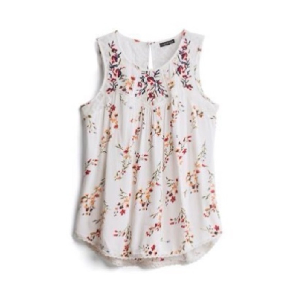 Mason & Belle Cream & Floral Boho Sleeveless Top Womens Size XXL